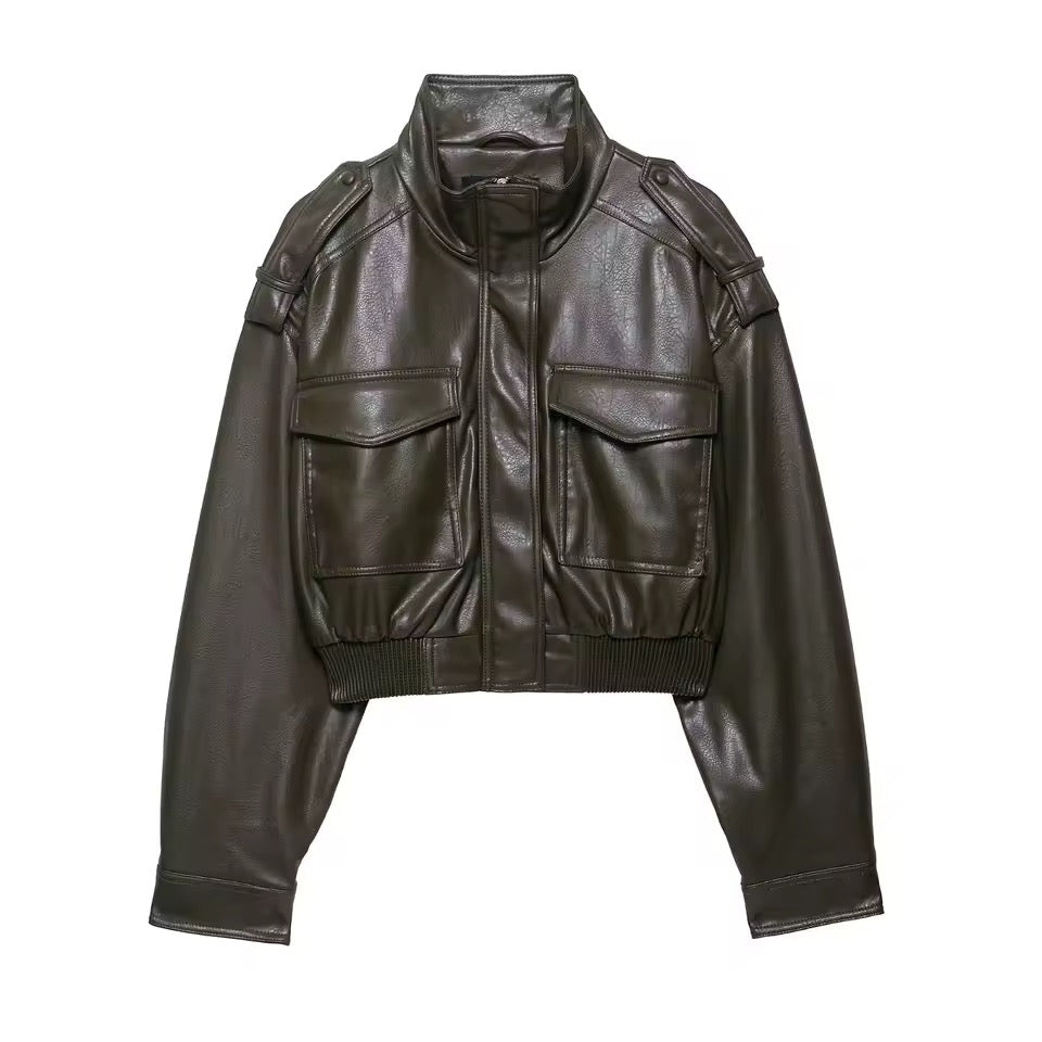 Vintage PU Lederjacke