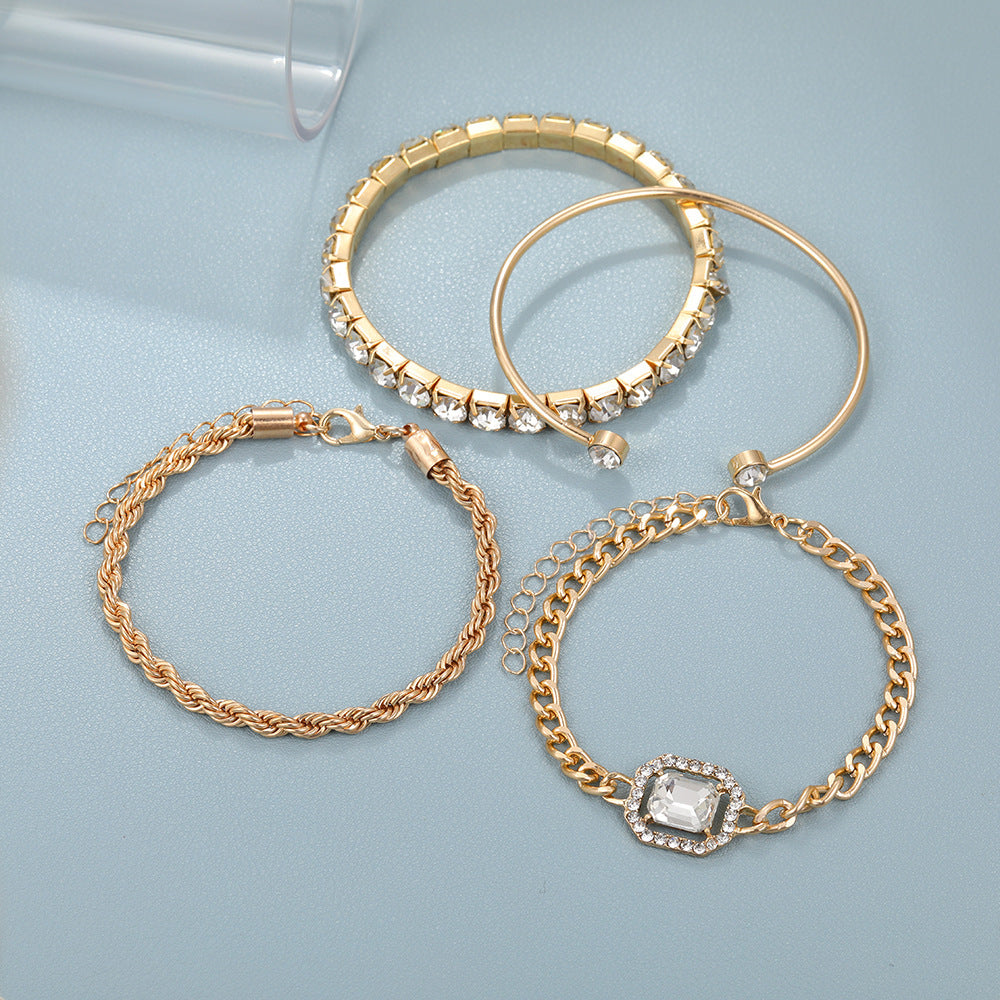 4-teiliges Bohemian Crystal Bracelet Set – Vintage Luxus für Damen