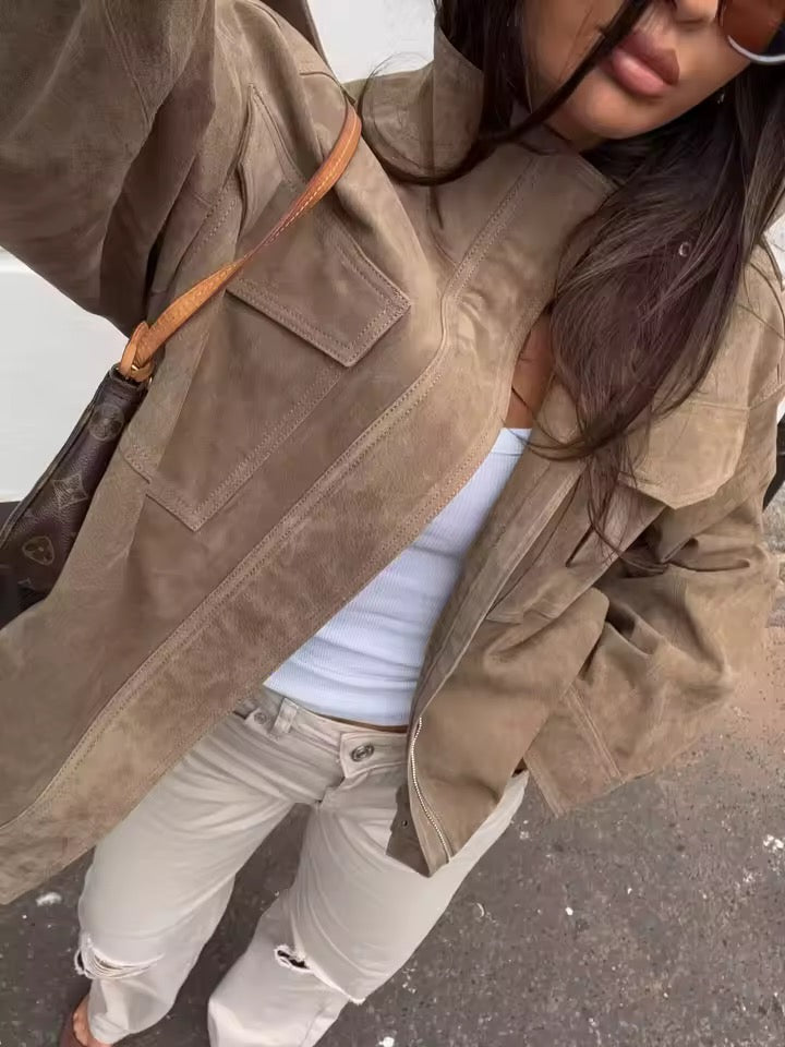Wildleder-Bomberjacke