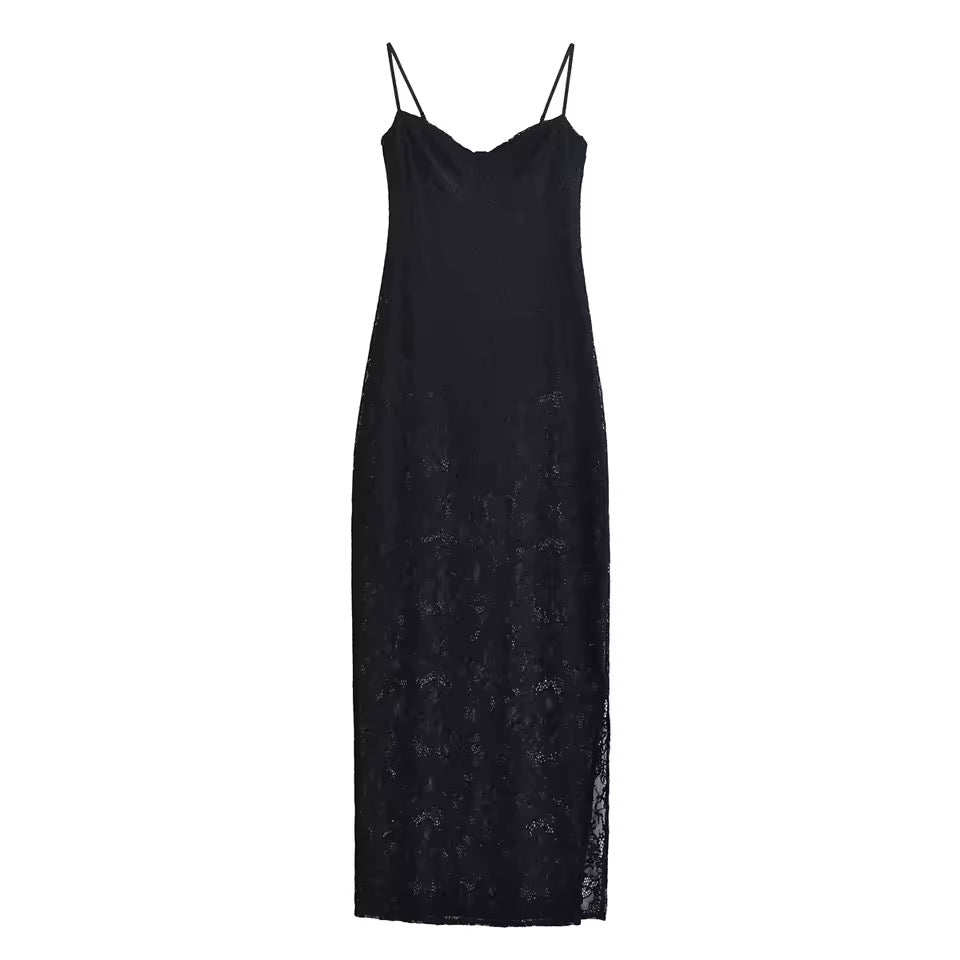 Trägerkleid mit Seitenschlitz