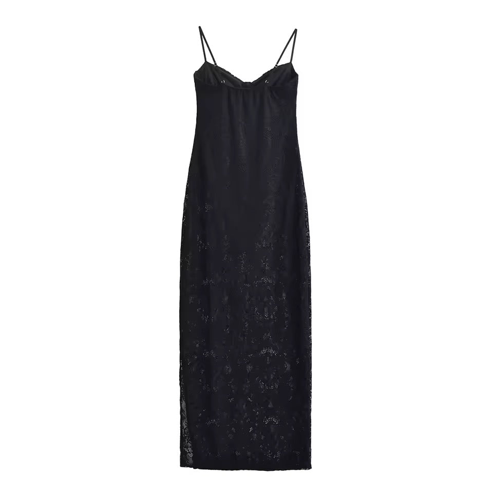 Trägerkleid mit Seitenschlitz