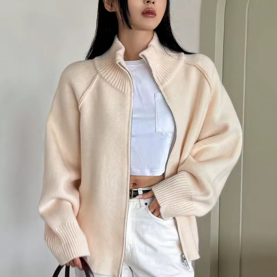 Stehkragen Strickjacke