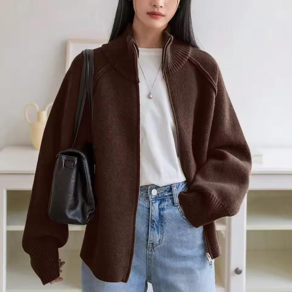 Stehkragen Strickjacke
