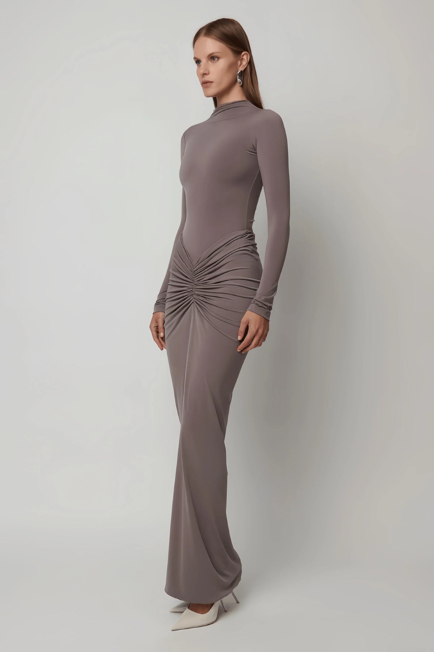 Plissee-Party-Maxi-Kleid