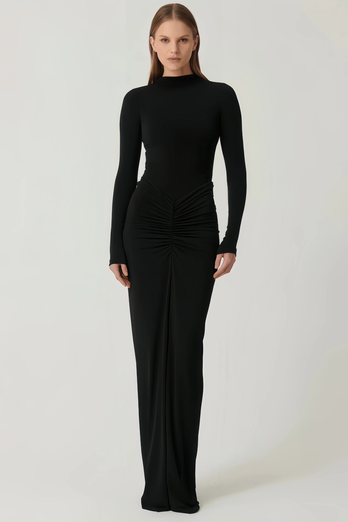Plissee-Party-Maxi-Kleid