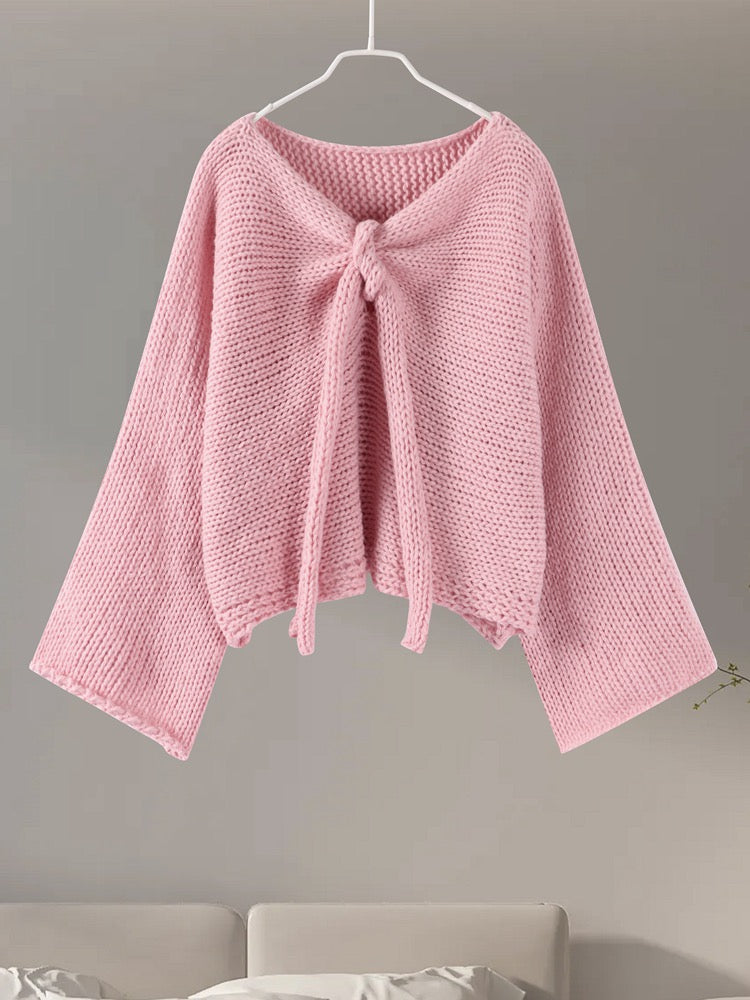 Gestrickter Schnürpullover