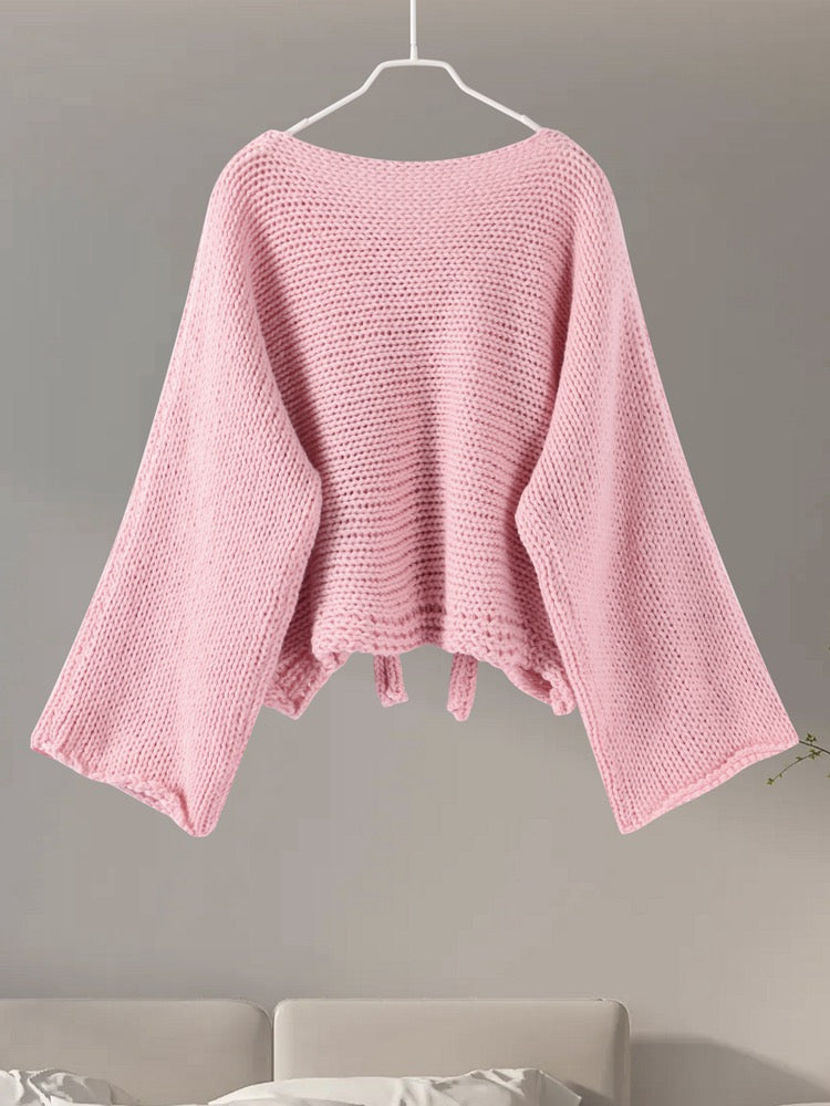 Gestrickter Schnürpullover