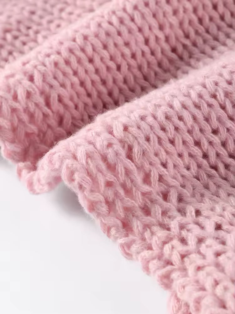 Gestrickter Schnürpullover
