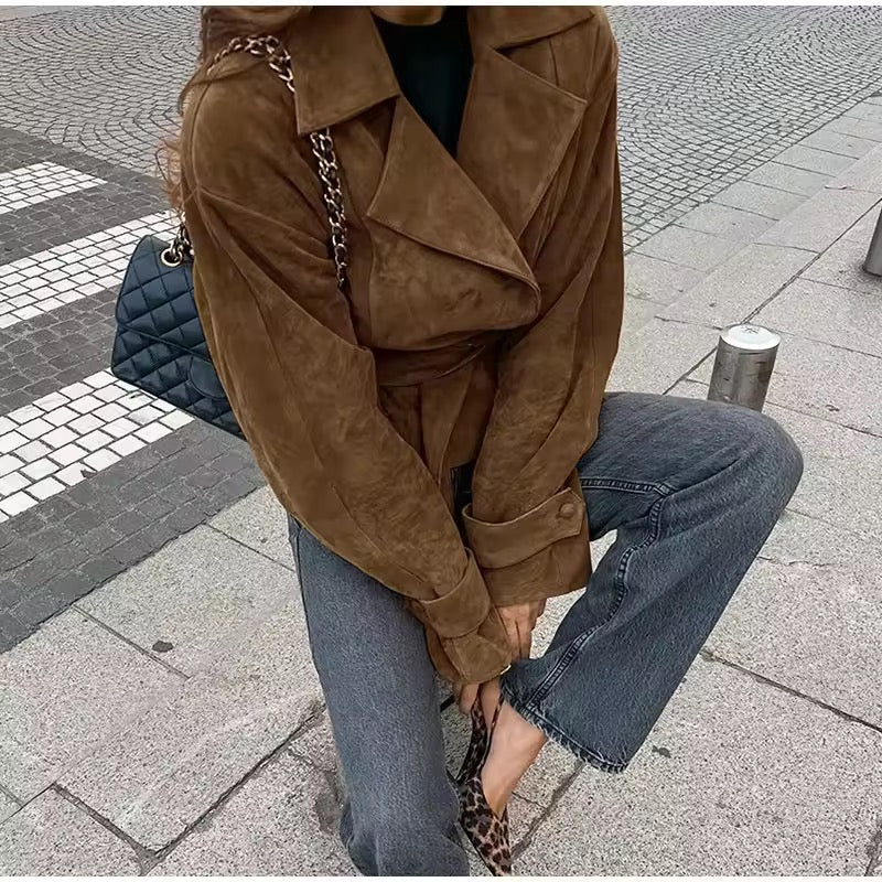 Wildleder Trenchcoat