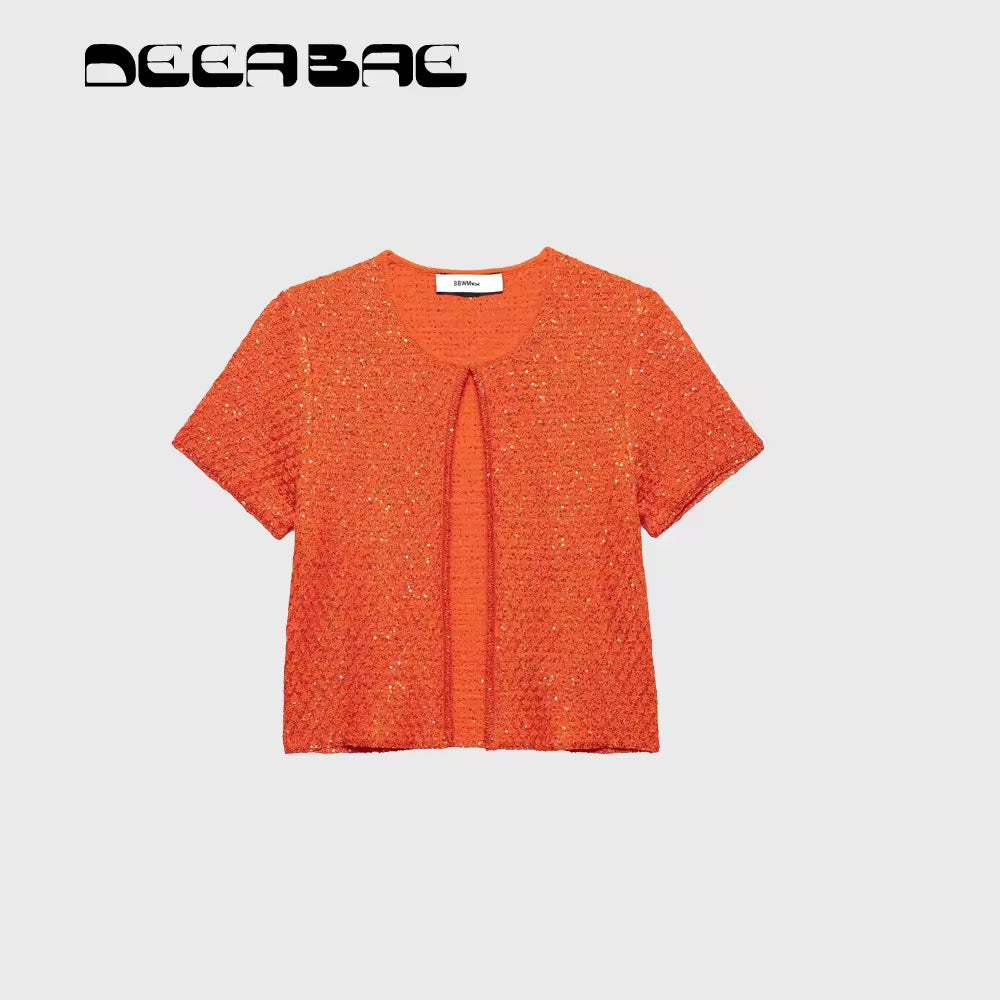 Pailletten-Strickjacke
