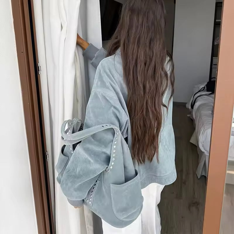 Wildlederjacke mit Revers