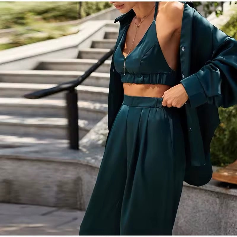 Elegantes Casual Satin Set