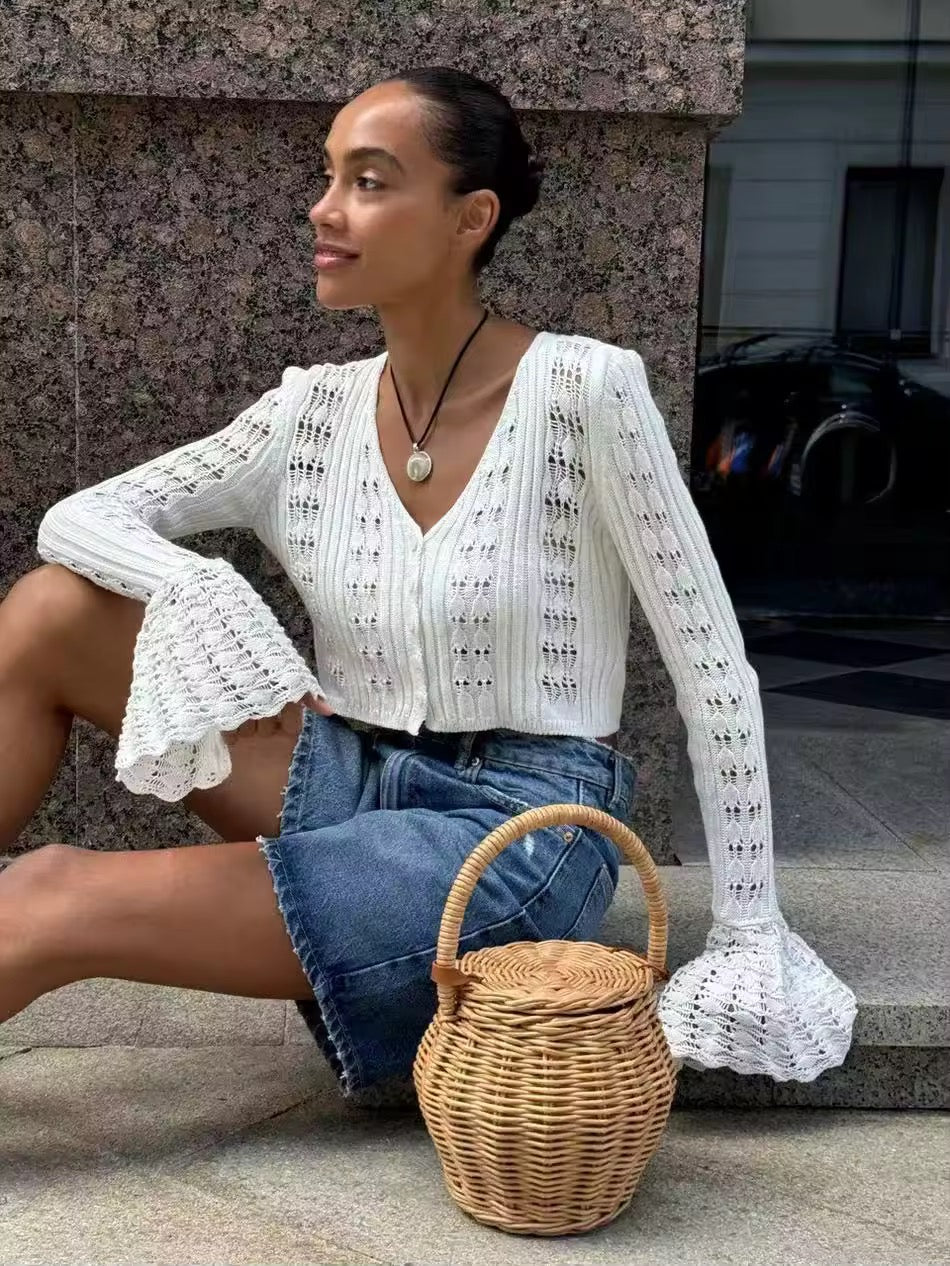 Cropped Strickjacke