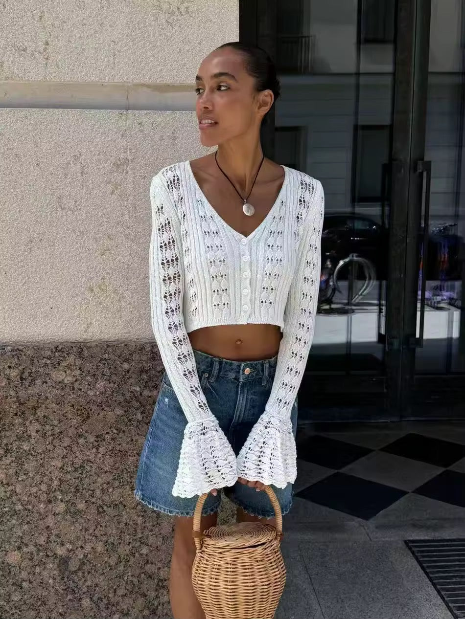Cropped Strickjacke