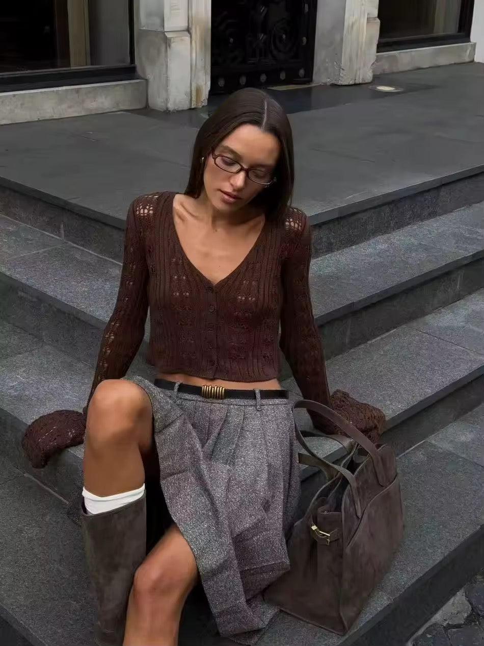 Cropped Strickjacke