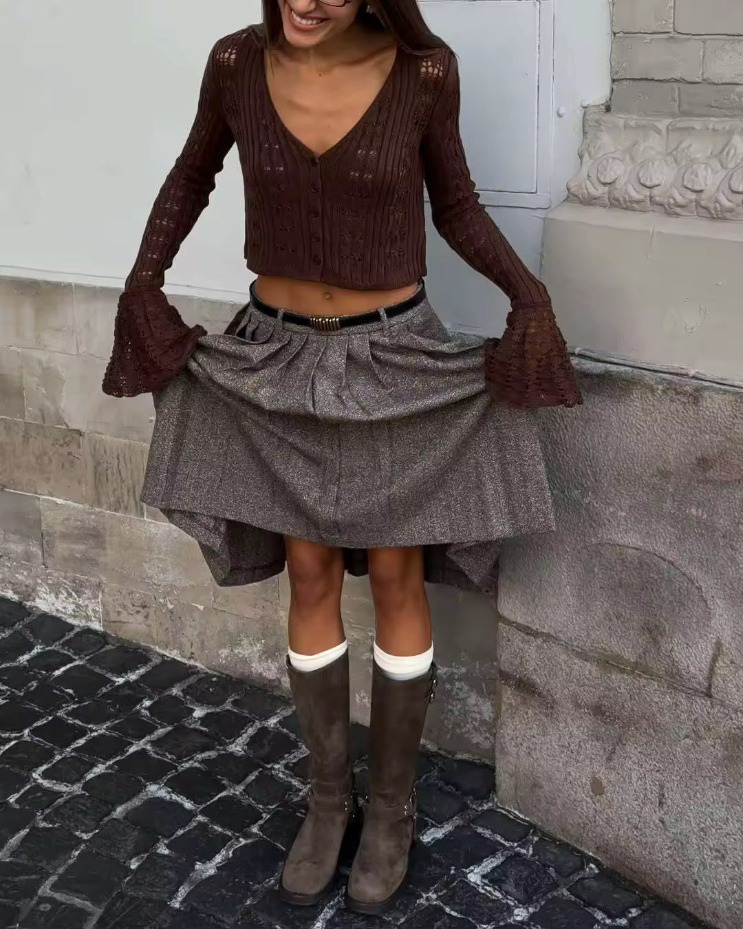 Cropped Strickjacke