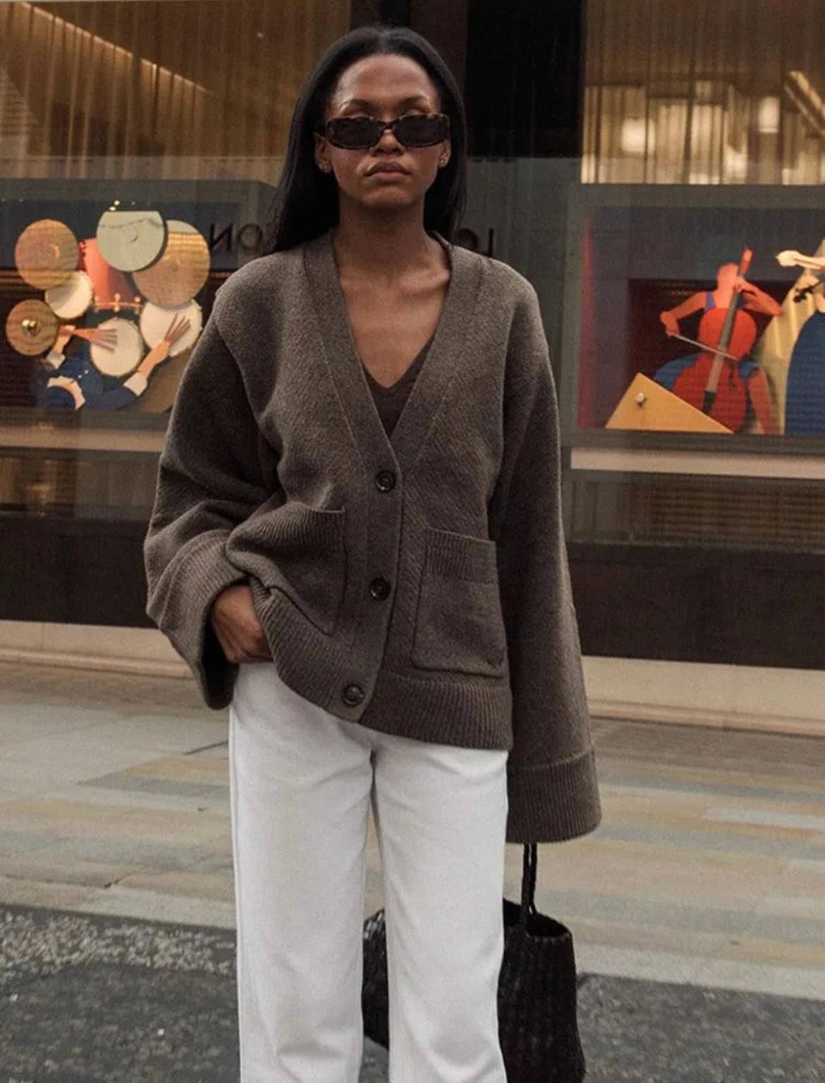V-Ausschnitt Strickjacke