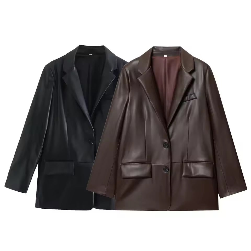Lederjacke im Blazer-Stil