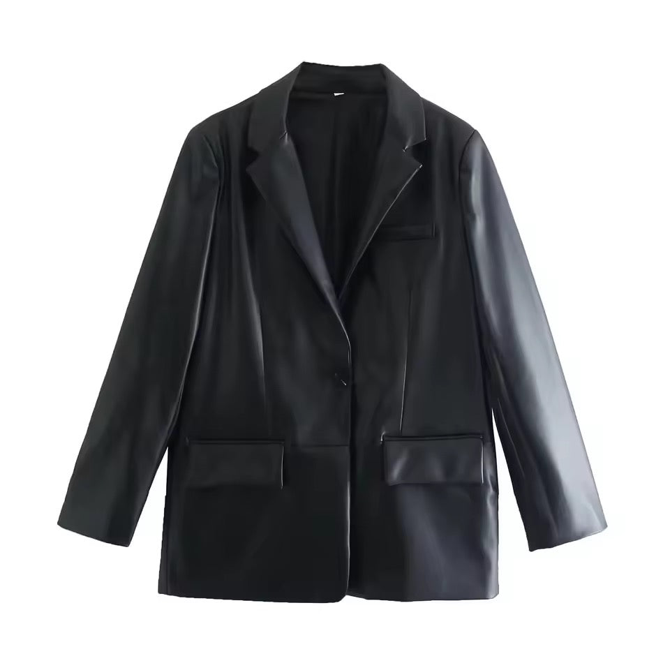 Lederjacke im Blazer-Stil