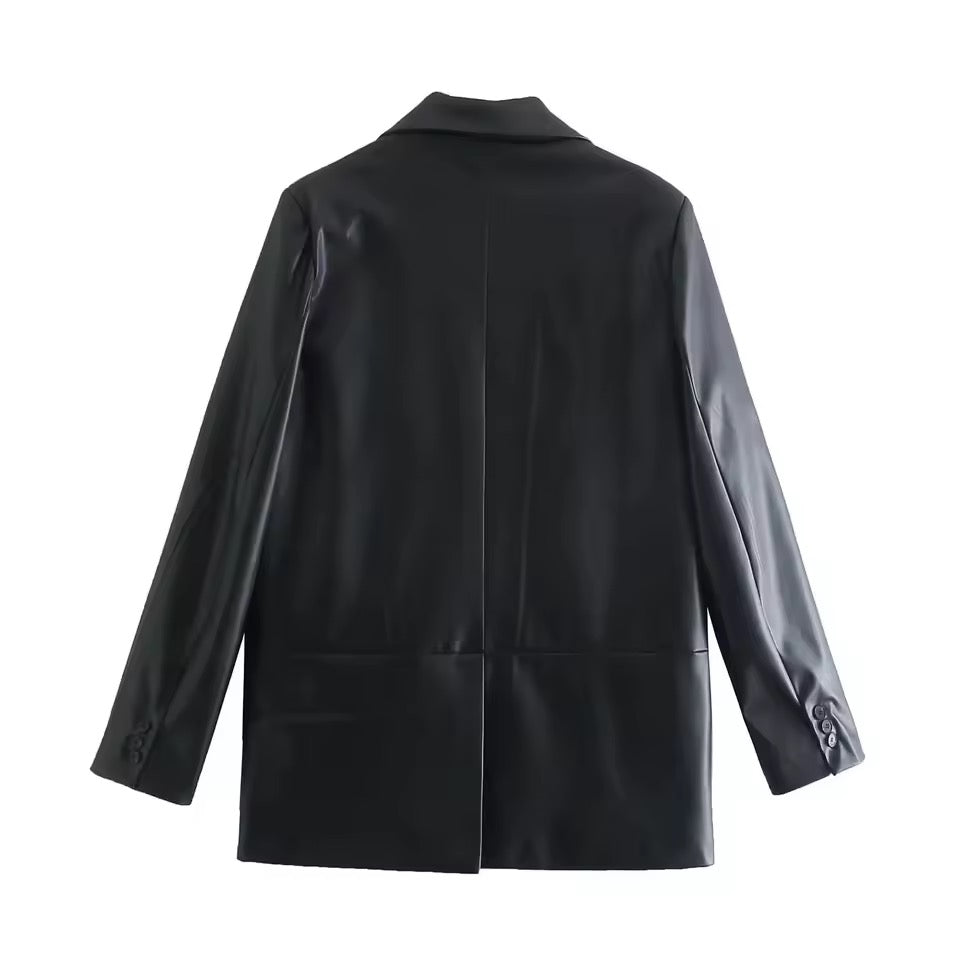 Lederjacke im Blazer-Stil