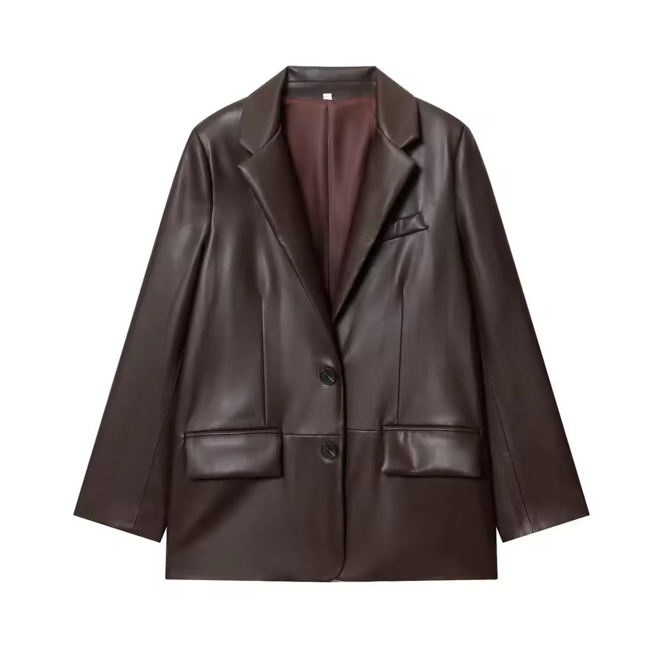 Lederjacke im Blazer-Stil
