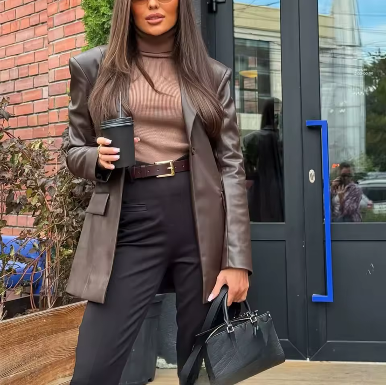 Lederjacke im Blazer-Stil