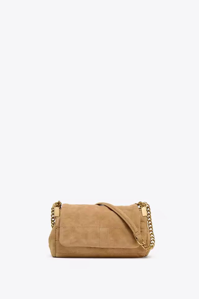 Schultertasche aus Wildleder