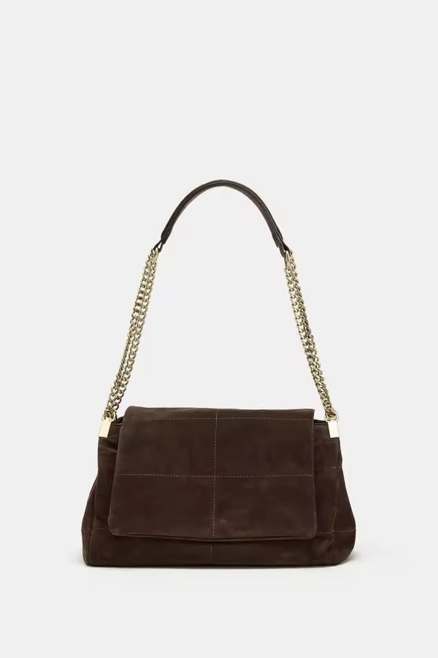 Schultertasche aus Wildleder
