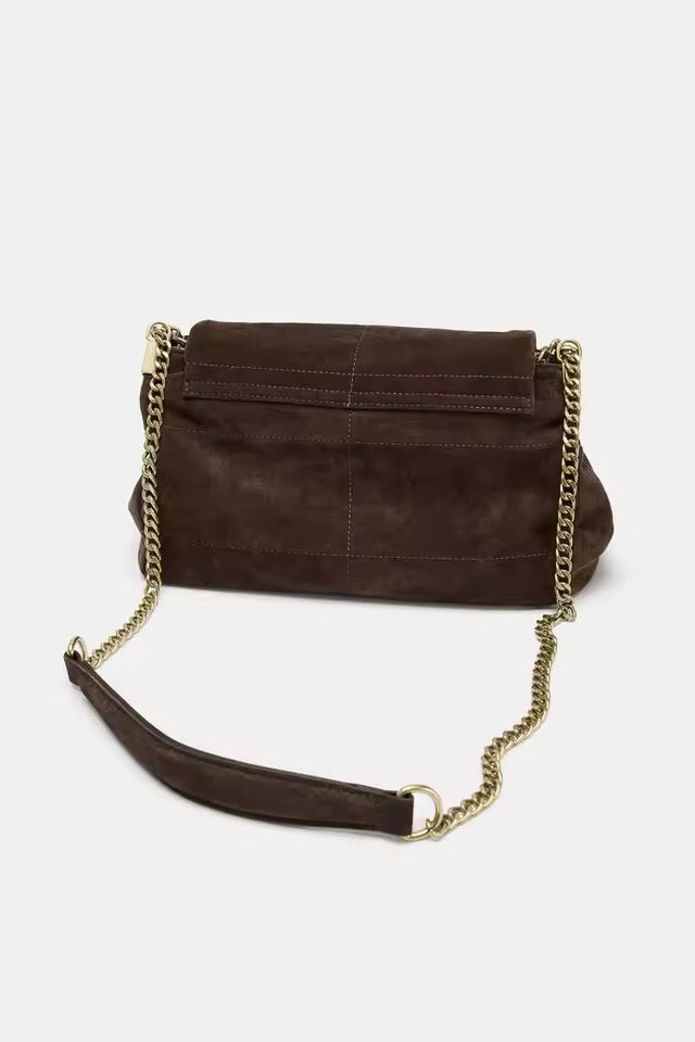 Schultertasche aus Wildleder