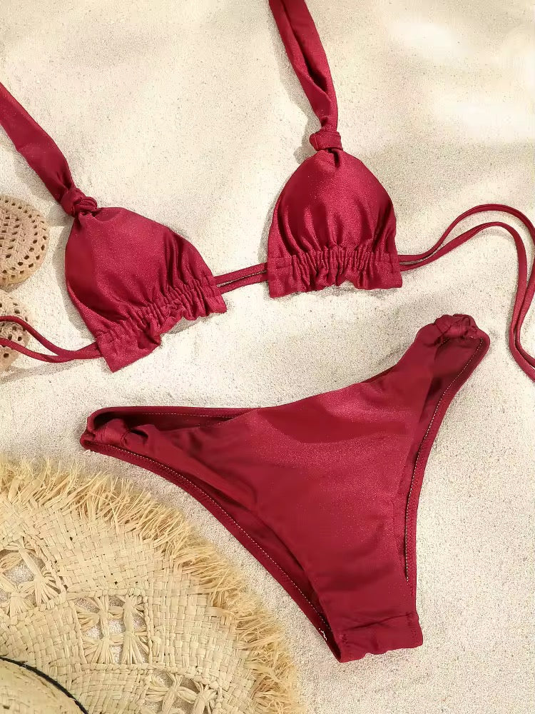 Plissee Bikini Set