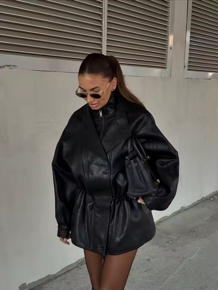 Kunstleder Trenchcoat