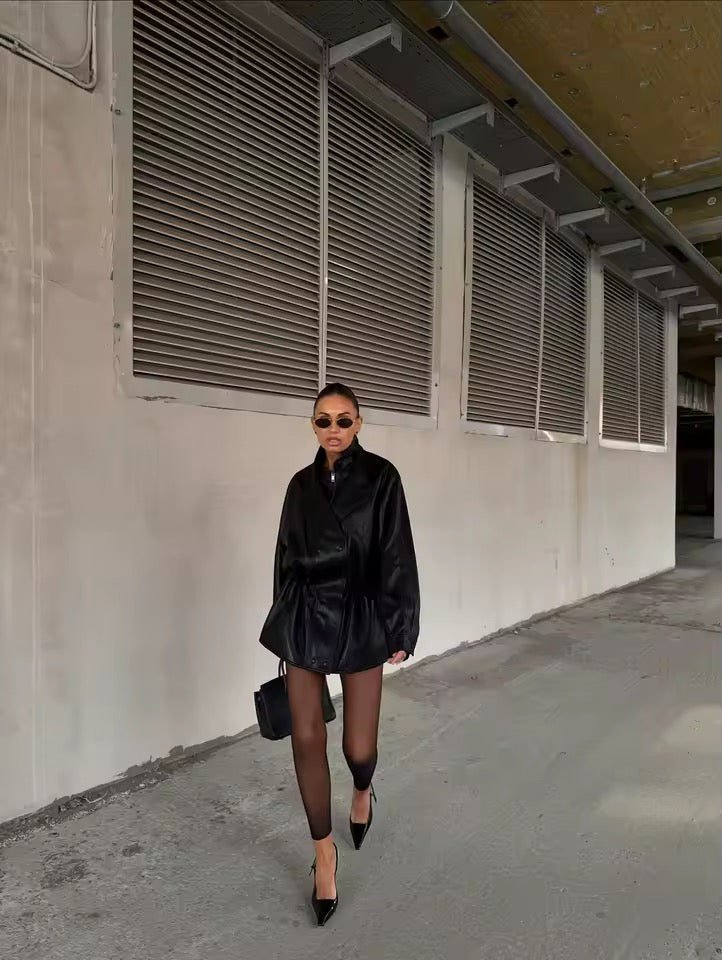 Kunstleder Trenchcoat