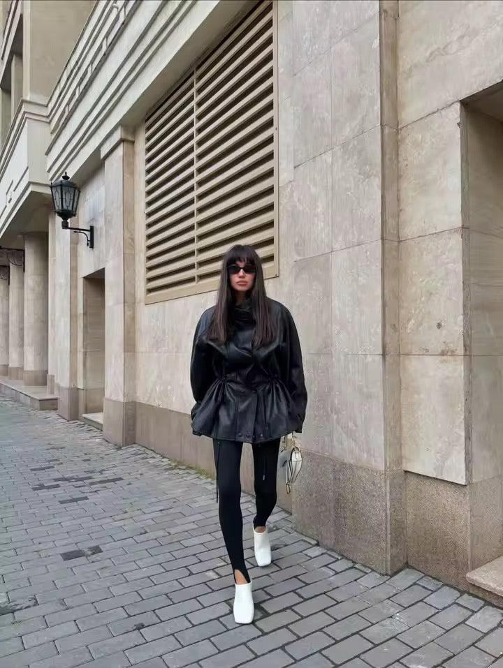 Kunstleder Trenchcoat