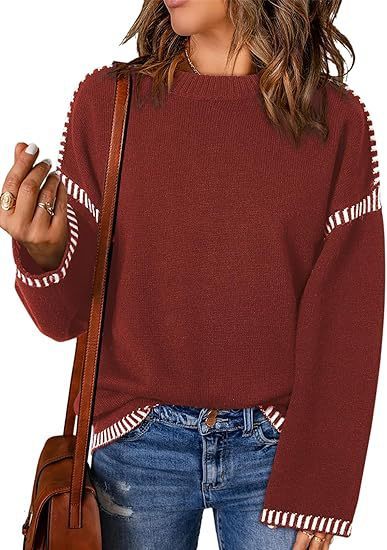 Einfarbiger Rundhals-Pullover – Lässiger Langarm-Sweater für Herbst und Winter