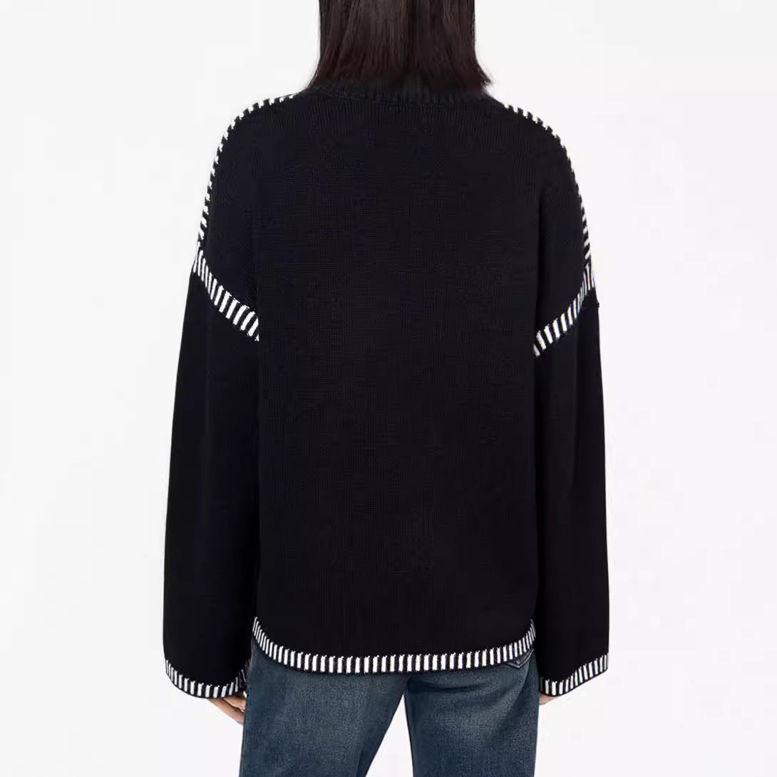 Einfarbiger Rundhals-Pullover – Lässiger Langarm-Sweater für Herbst und Winter