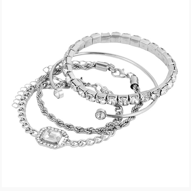 4-teiliges Bohemian Crystal Bracelet Set – Vintage Luxus für Damen