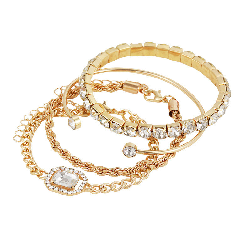 4-teiliges Bohemian Crystal Bracelet Set – Vintage Luxus für Damen