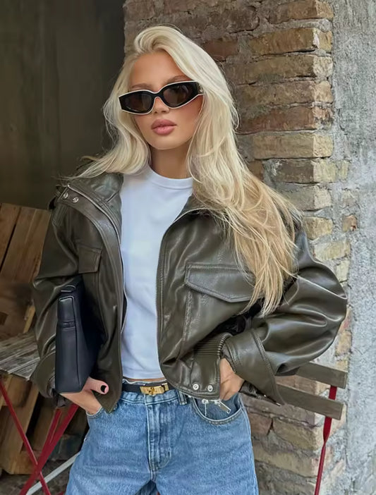 Vintage PU Lederjacke