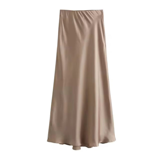 Eleganter Satin Midi-Rock