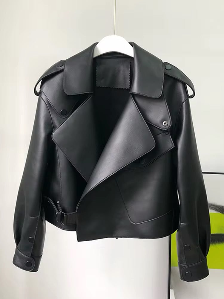 Frühling Herbst Frauen Pu Lederjacke lässig Dame wind dicht Motorrad Ledermantel