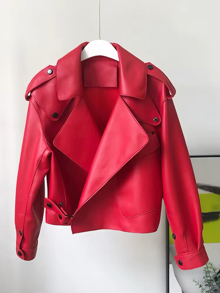 Frühling Herbst Frauen Pu Lederjacke lässig Dame wind dicht Motorrad Ledermantel