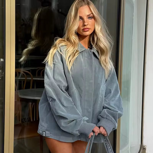 Wildlederjacke mit Revers