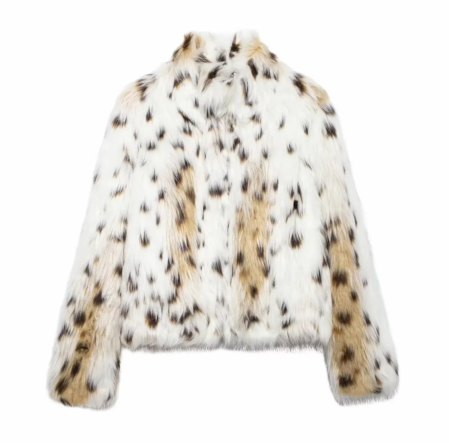 Kurze Leopard Faux Pelzmantel