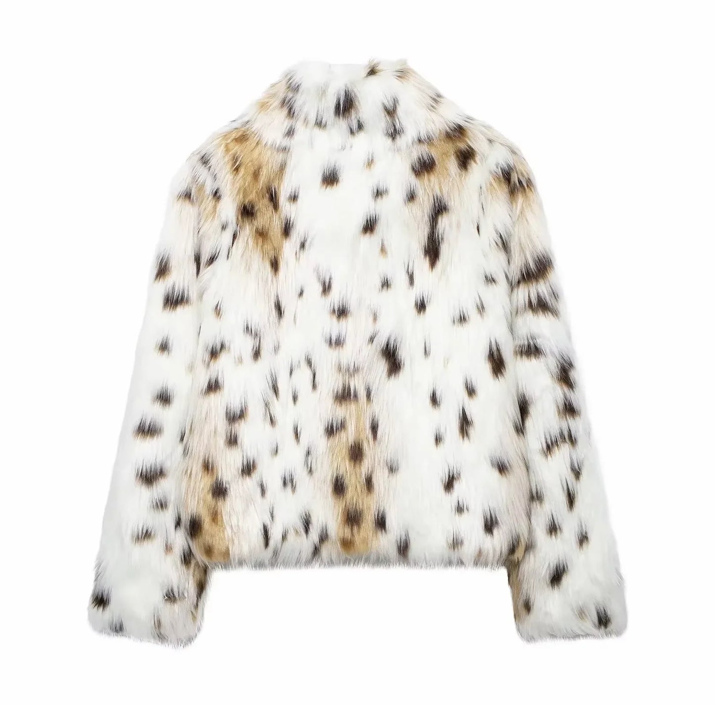 Kurze Leopard Faux Pelzmantel