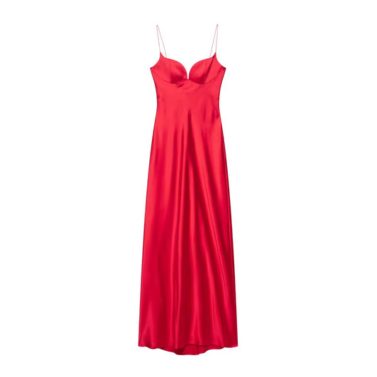 Rotes Satin-Kleid